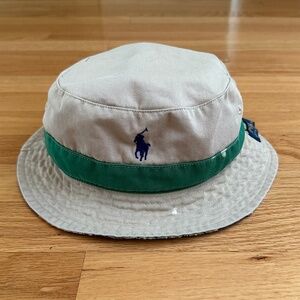 POLO Ralph Lauren Swimwear Boys Bucket Hat Age 4-7 Khaki Reversible